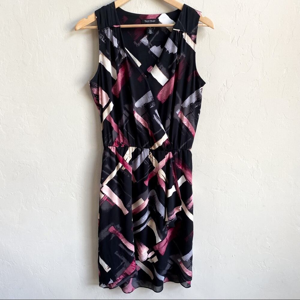 White House Black Market Multicolored Pink Black Sleeveless Dress Size 4